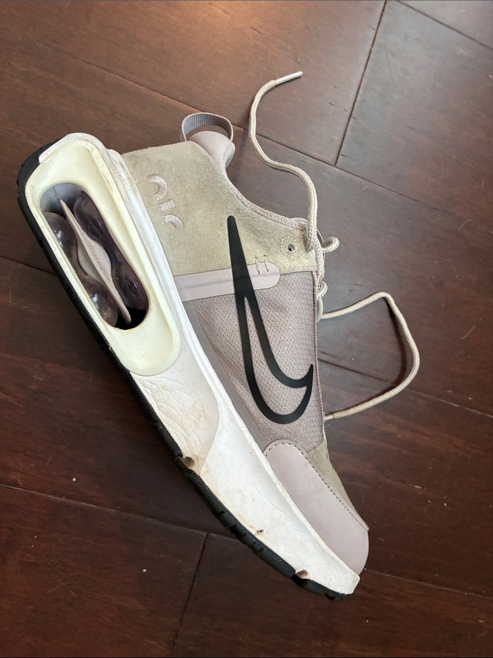 Nike Women’s Air Max Sneakers in Light Beige with Black Swoosh